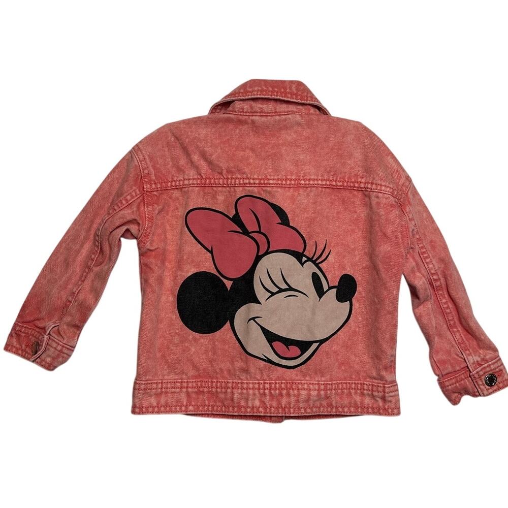 Disney Junior Girls Pink Acid Wash Minnie Mouse Denim Jean Jacket Toddler Sz 3T